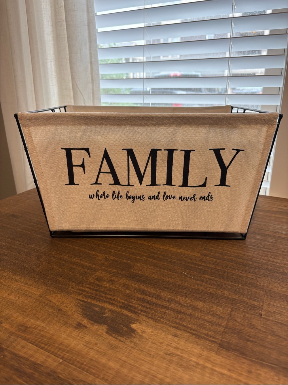 3 Nesting Canvas Storage Basket - Cream with Black Print